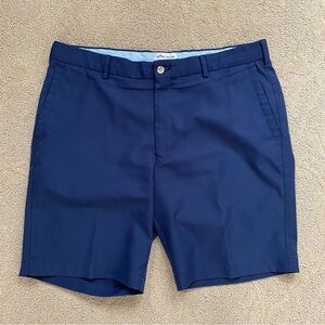 Peter Millar Crown Shorts Men 36 Navy Blue Pockets Quick Dry Golf 9 In Stretch